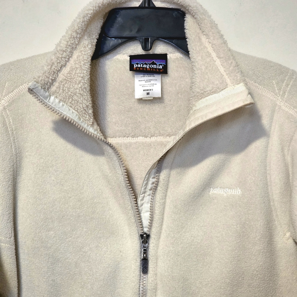 Patagonia Synchilla Full Zip Fleece Jacket Cream Ivory Women's M GUC Vintage - Picture 4 of 13